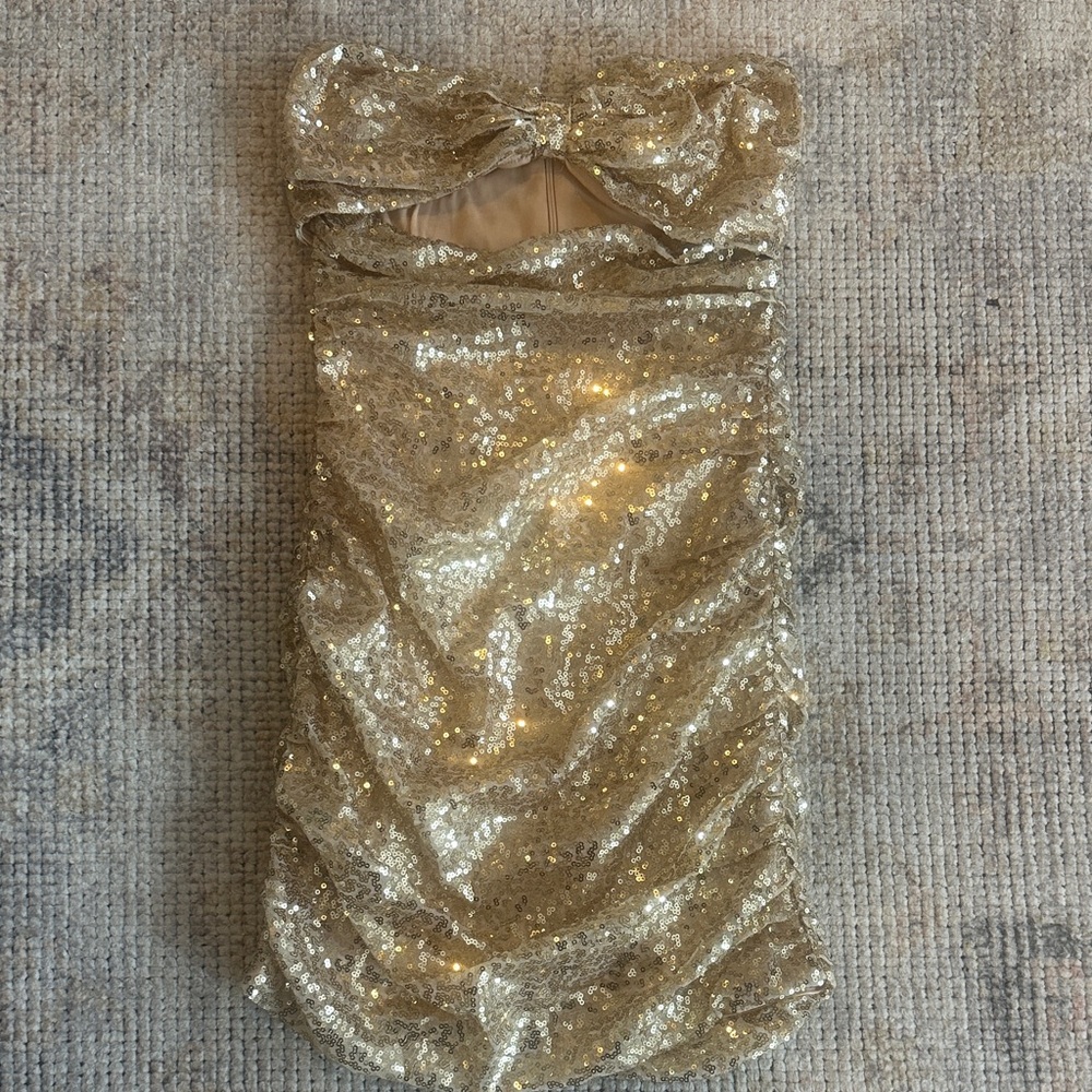 Lucy in the Sky Gold Strapless mini Dress